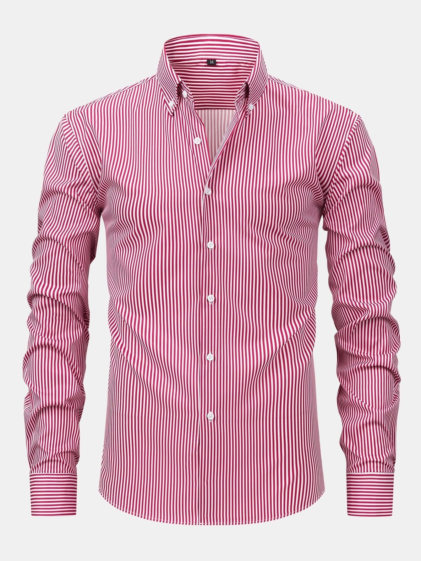 LONG SLEEVE STRIPED SHIRT WITH BUTTONS & SLIM FIT PANTS TAPERED LEG