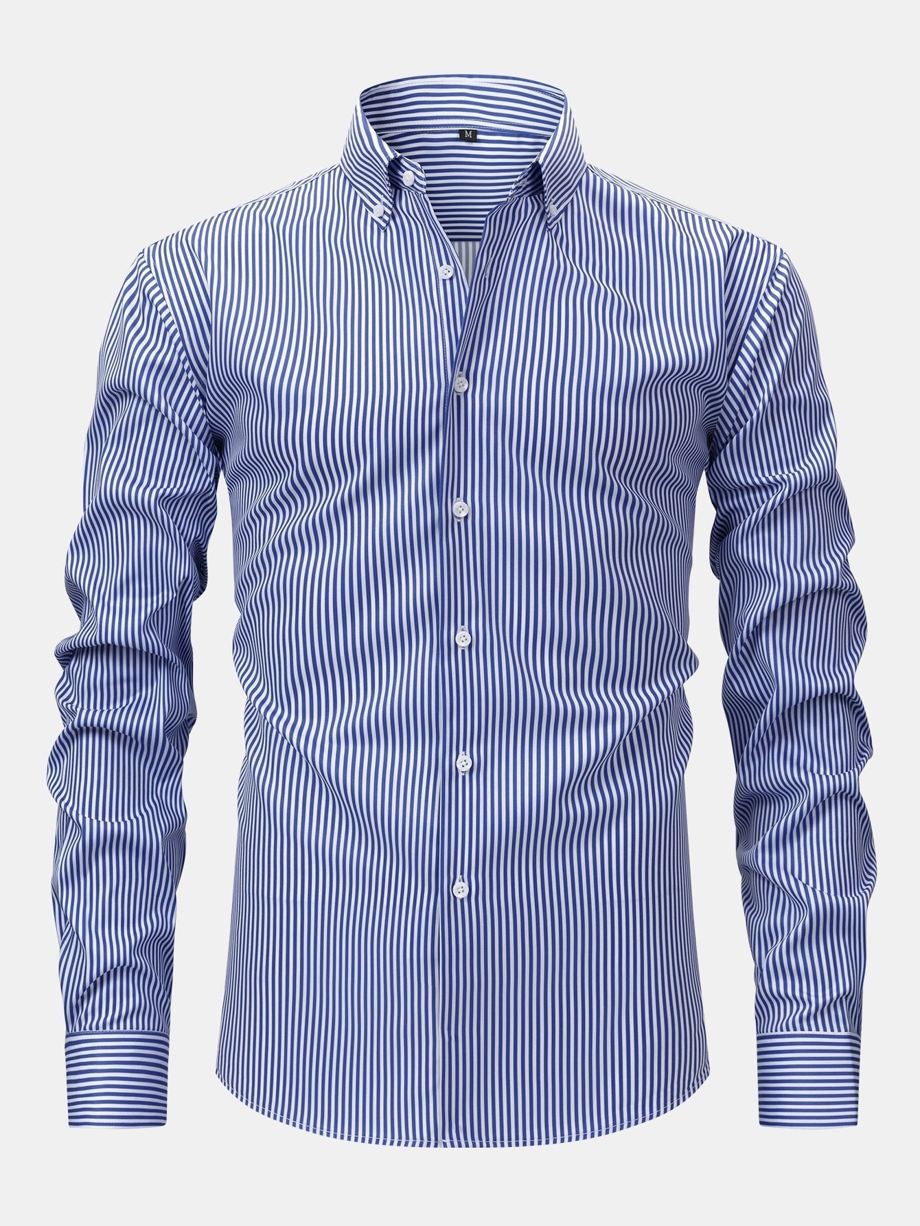 LONG SLEEVE STRIPED SHIRT WITH BUTTONS & SLIM FIT PANTS TAPERED LEG