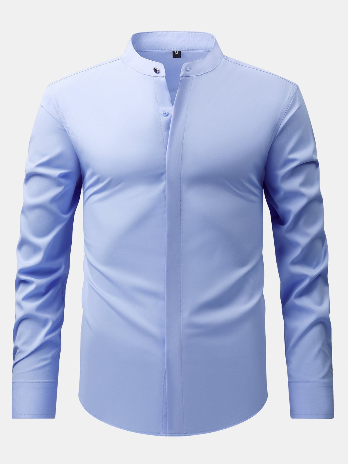 CHEMISE WITH MANDARIN COLLAR & SLIM FIT FLARED-LEG PANTS