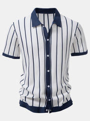 CHEMISE À RAYURES TRICOTÉE AVEC BOUTONS