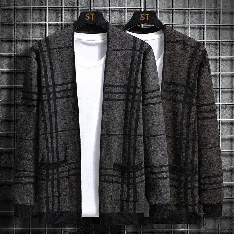 LAURENT MONACO | CARDIGAN EN MAILLE À CARREAUX POUR HOMME