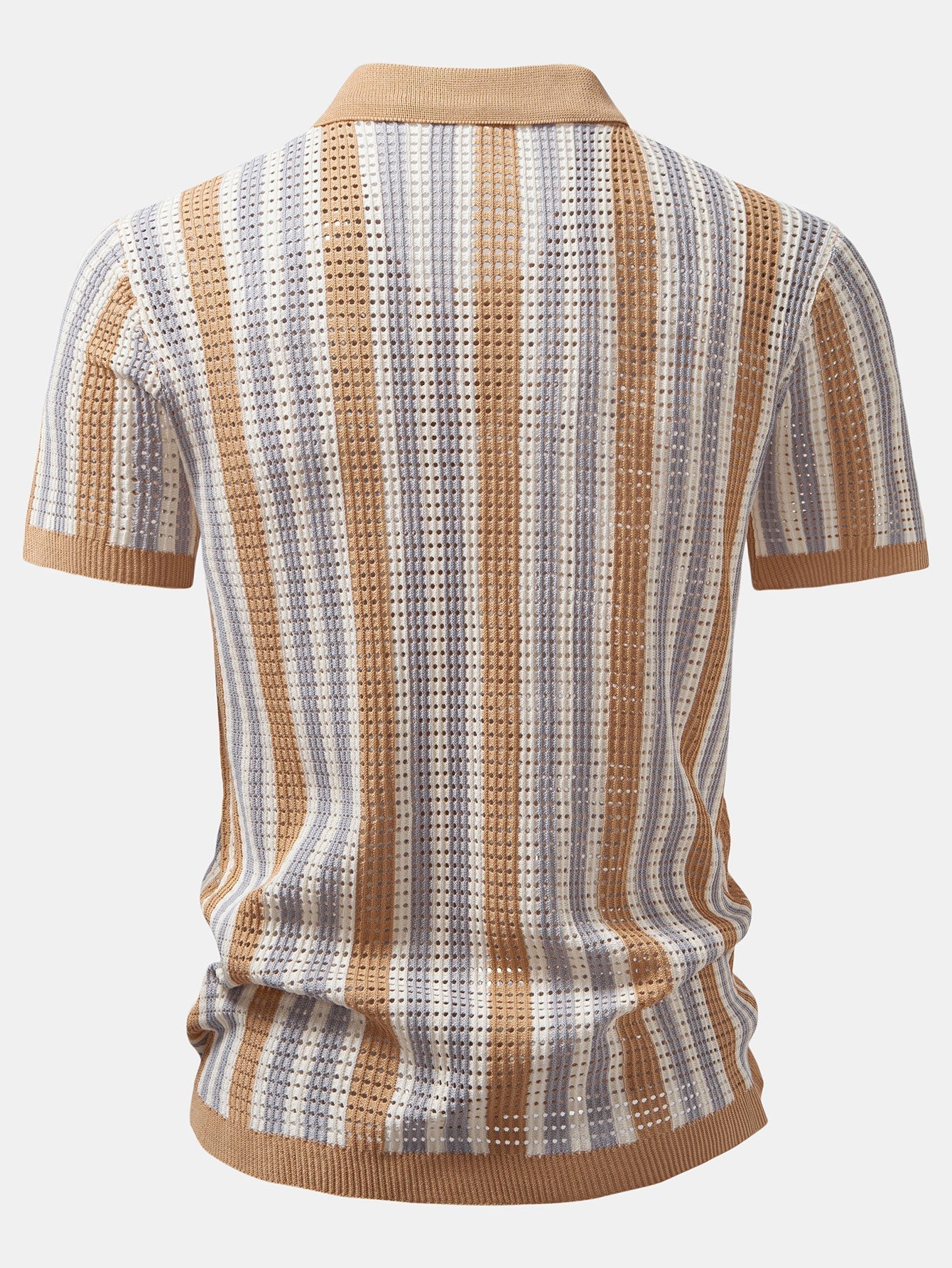 STRIPED SHIRT WITH CROCHET EYELETS & STRAIGHT-LEG LINEN PANTS