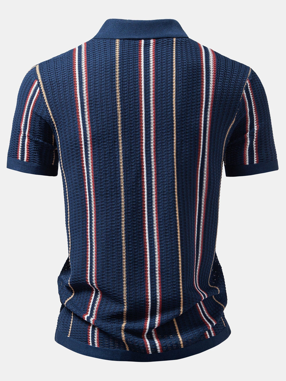 CROCHET STRIPED SHIRT WITH BUTTONS & STRAIGHT-LEG LINEN PANTS