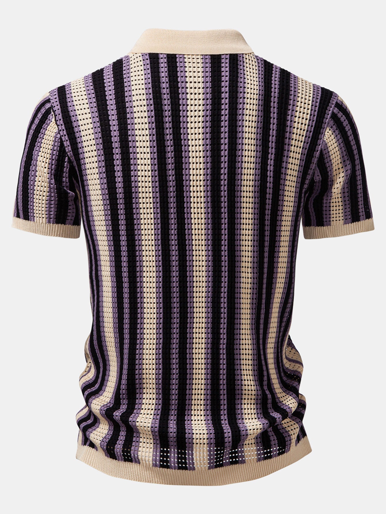 STRIPED SHIRT WITH CROCHET EYELETS & STRAIGHT-LEG LINEN PANTS