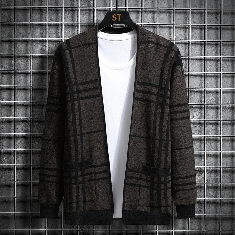LAURENT MONACO | CARDIGAN EN MAILLE À CARREAUX POUR HOMME