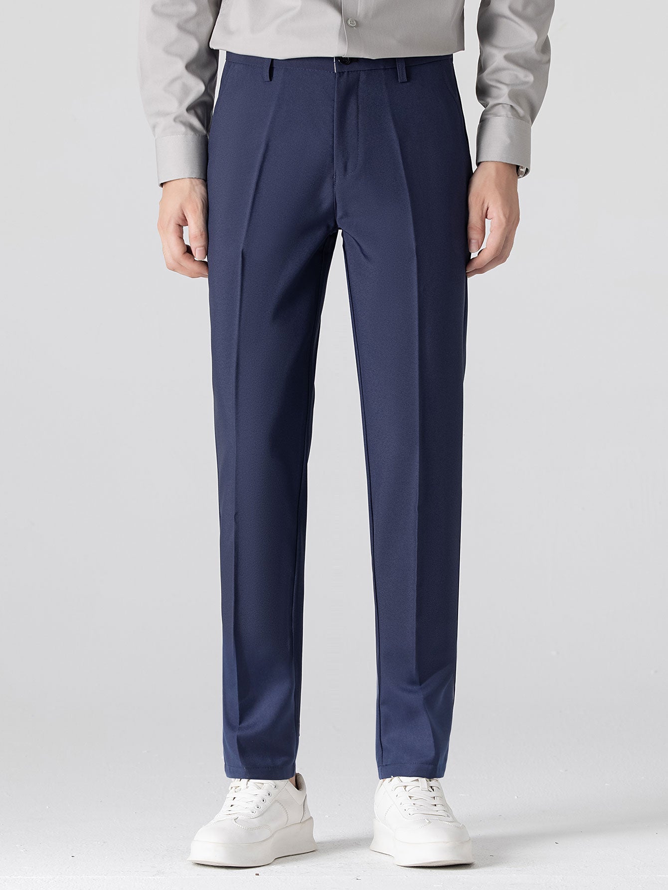 LONG SLEEVE STRIPED SHIRT WITH BUTTONS & SLIM FIT PANTS TAPERED LEG