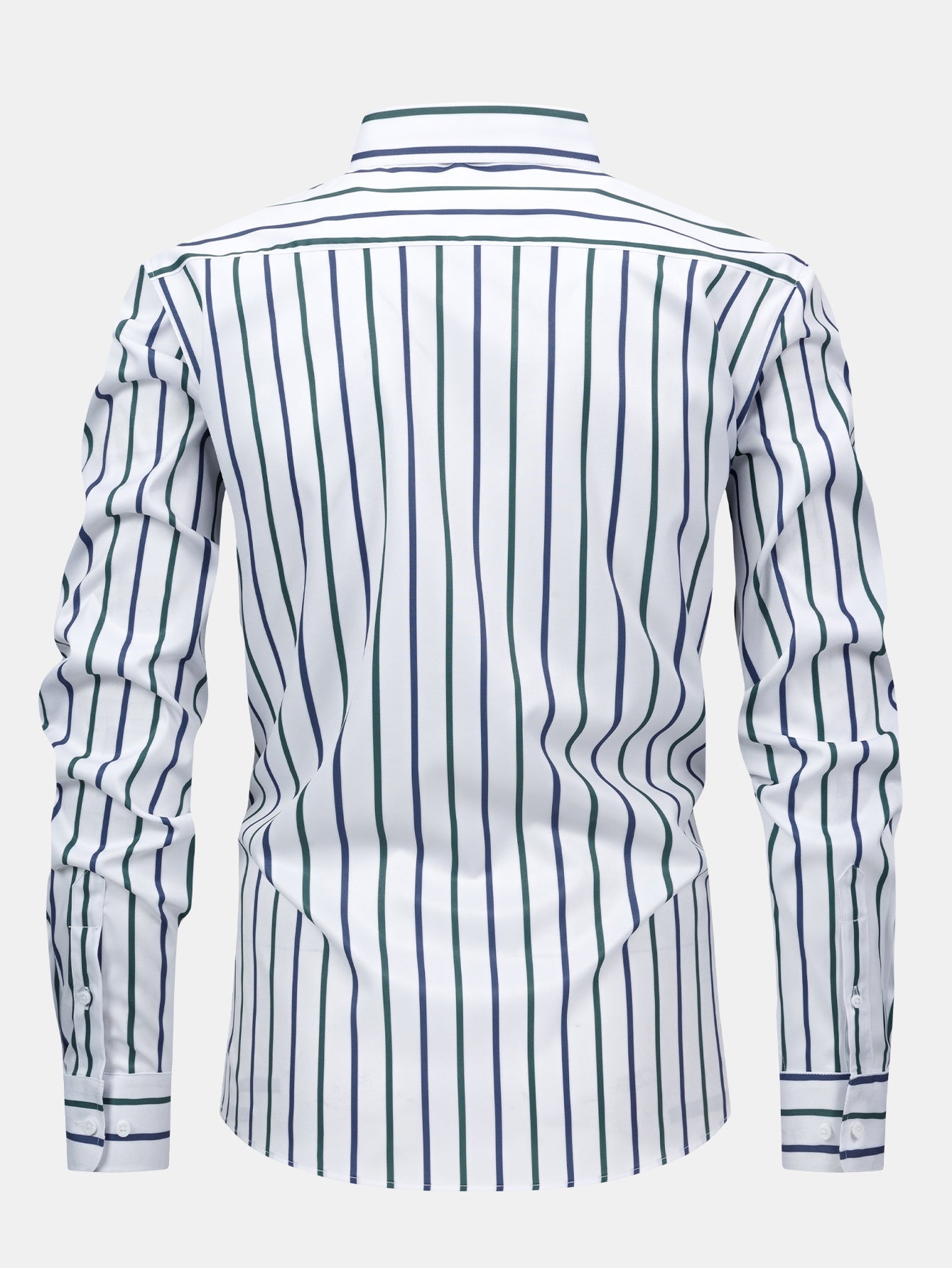 LONG SLEEVE STRIPED SHIRT WITH BUTTONS & SLIM FIT PANTS FLARED LEG