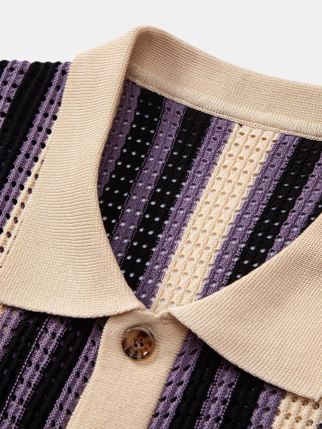 STRIPED SHIRT WITH CROCHET EYELETS & STRAIGHT-LEG LINEN PANTS