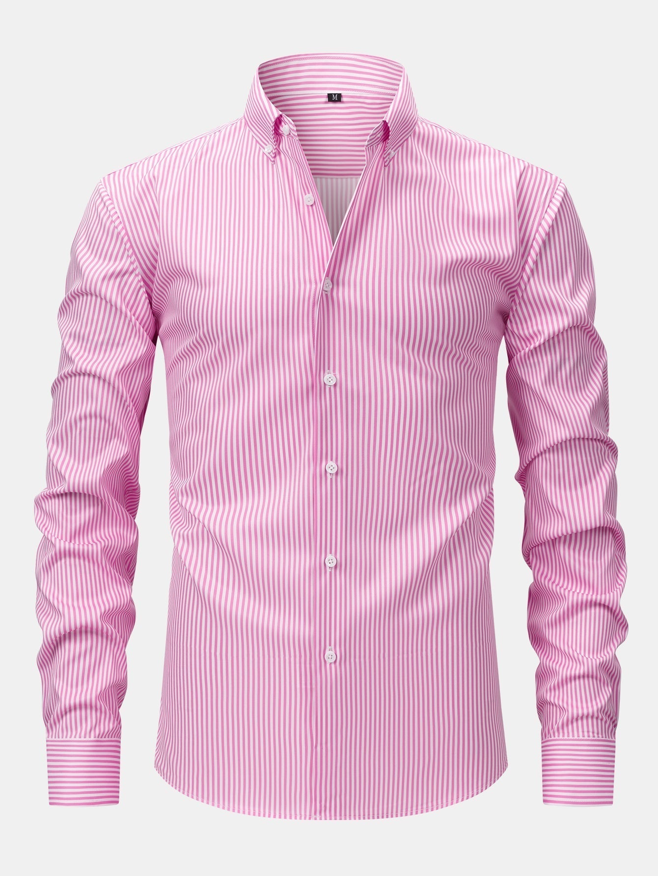 LONG SLEEVE STRIPED SHIRT WITH BUTTONS & SLIM FIT PANTS TAPERED LEG