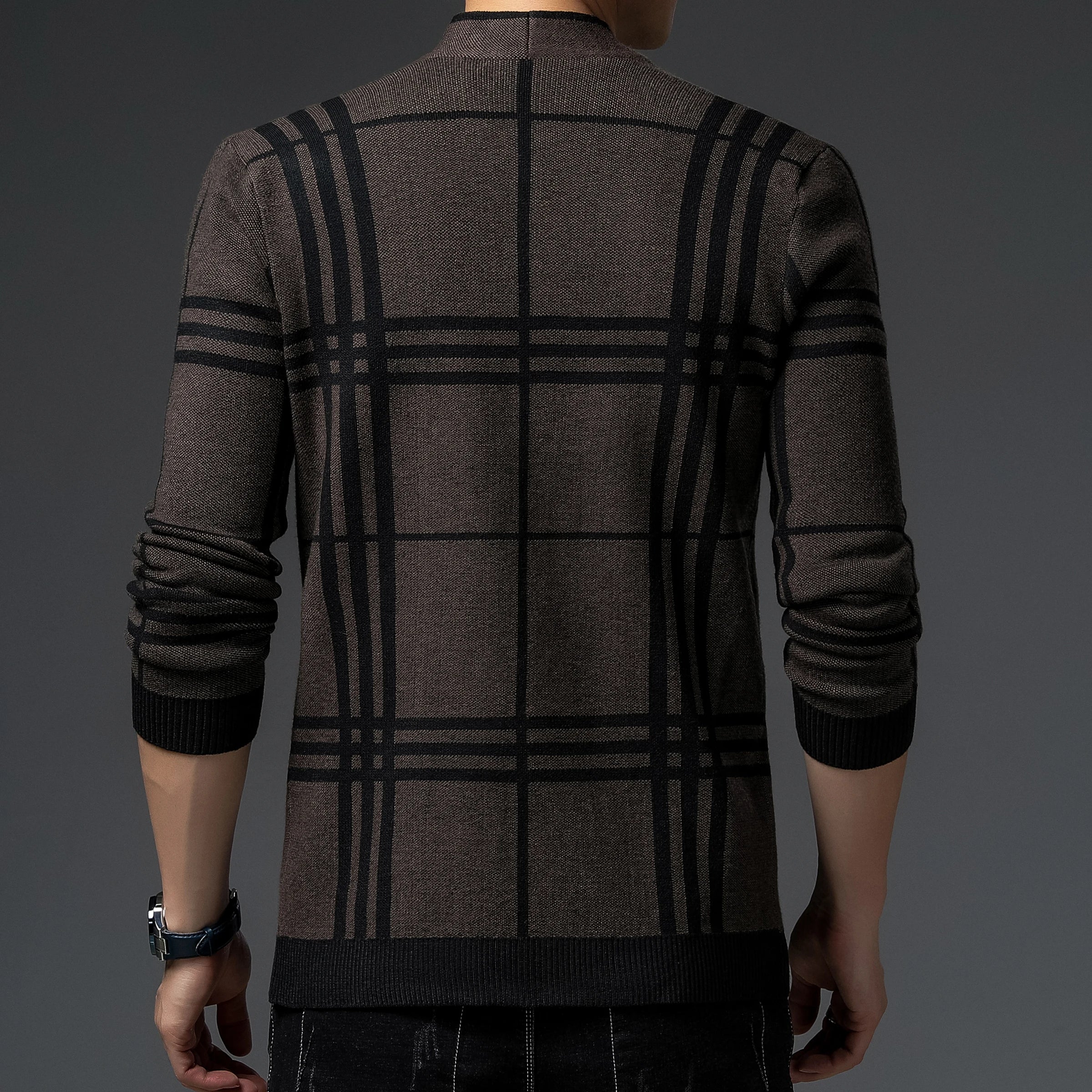 LAURENT MONACO | CARDIGAN EN MAILLE À CARREAUX POUR HOMME