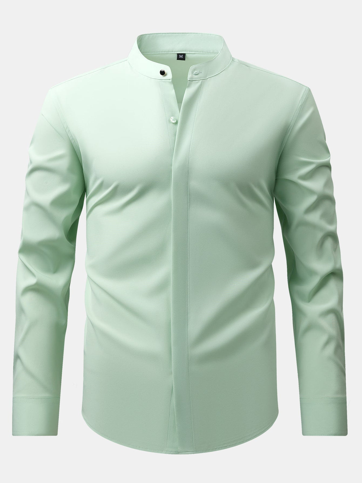 CHEMISE WITH MANDARIN COLLAR & SLIM FIT FLARED-LEG PANTS