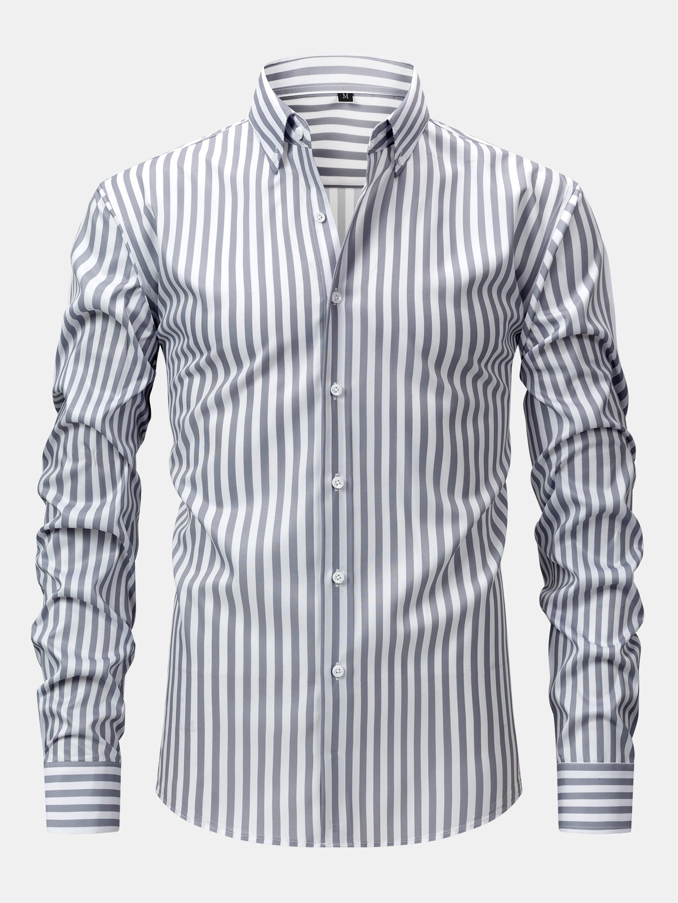 LONG SLEEVE STRIPED SHIRT WITH BUTTONS & SLIM FIT PANTS WIDE LEG