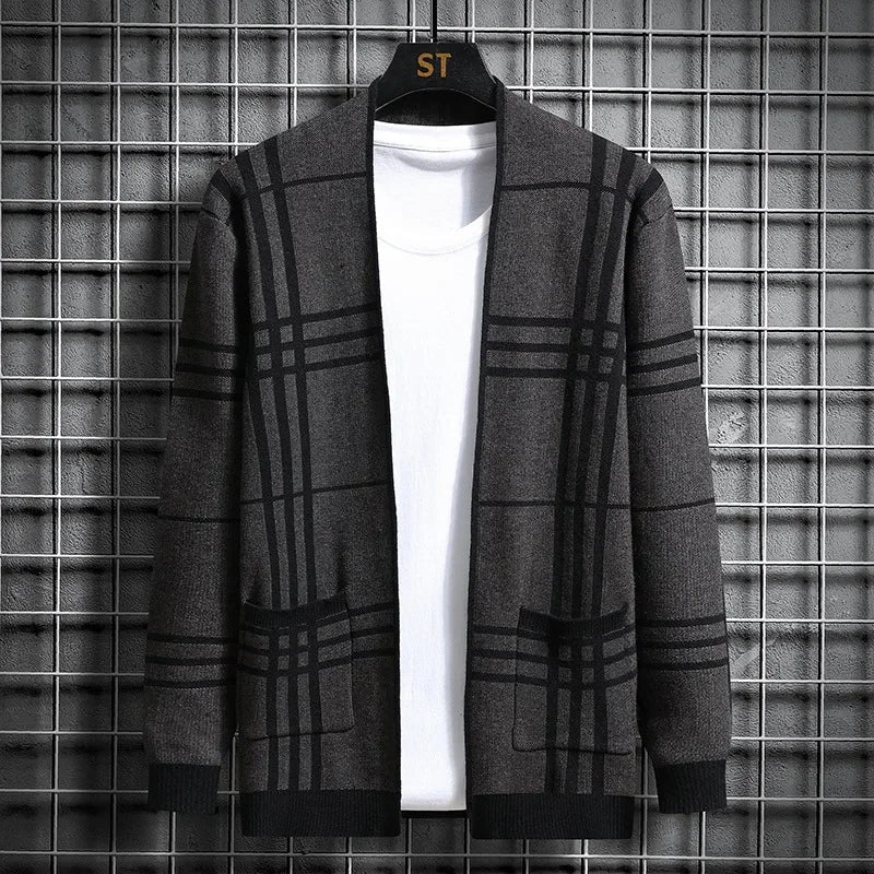 LAURENT MONACO | CARDIGAN EN MAILLE À CARREAUX POUR HOMME