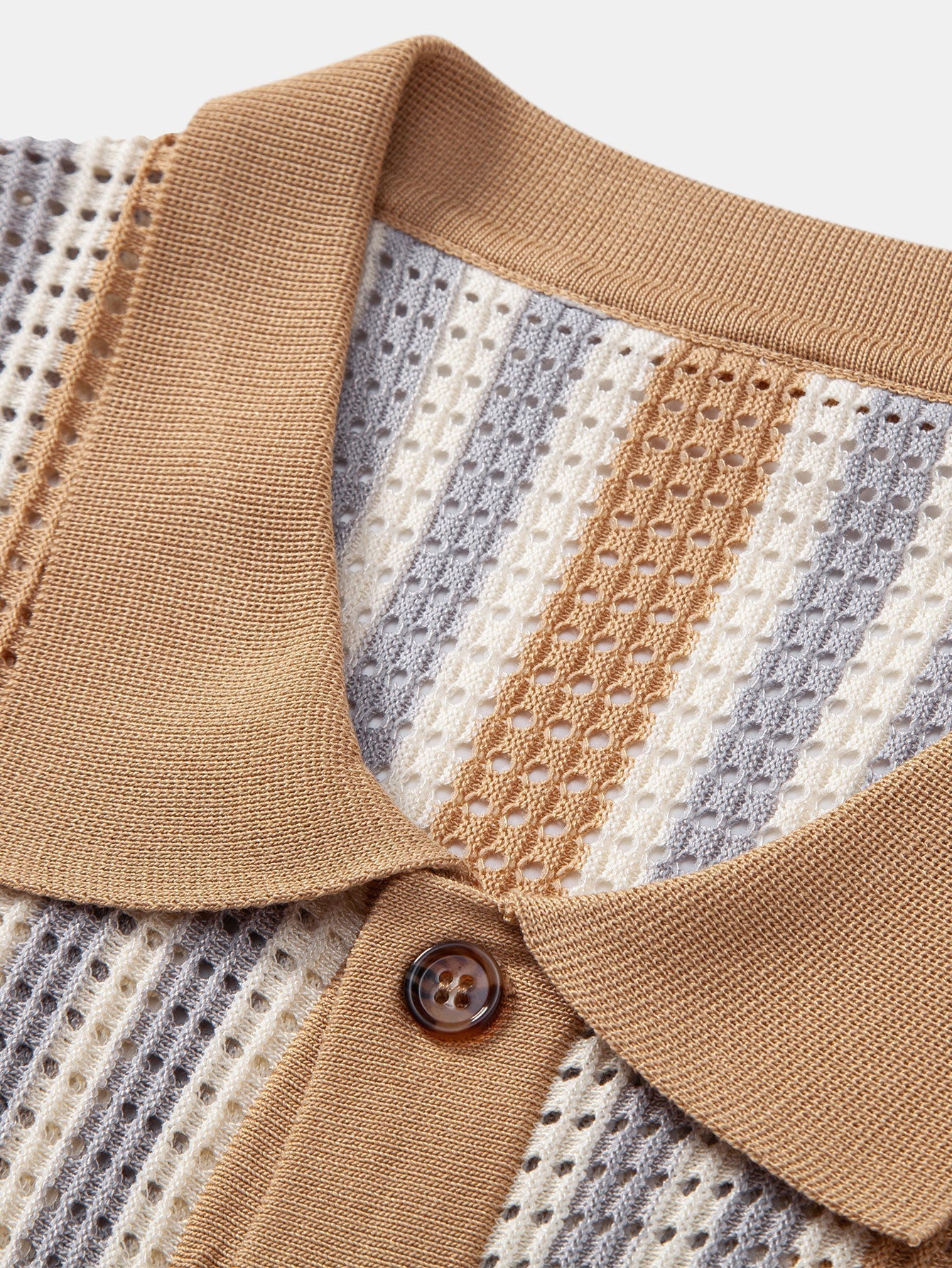 STRIPED SHIRT WITH CROCHET EYELETS & STRAIGHT-LEG LINEN PANTS