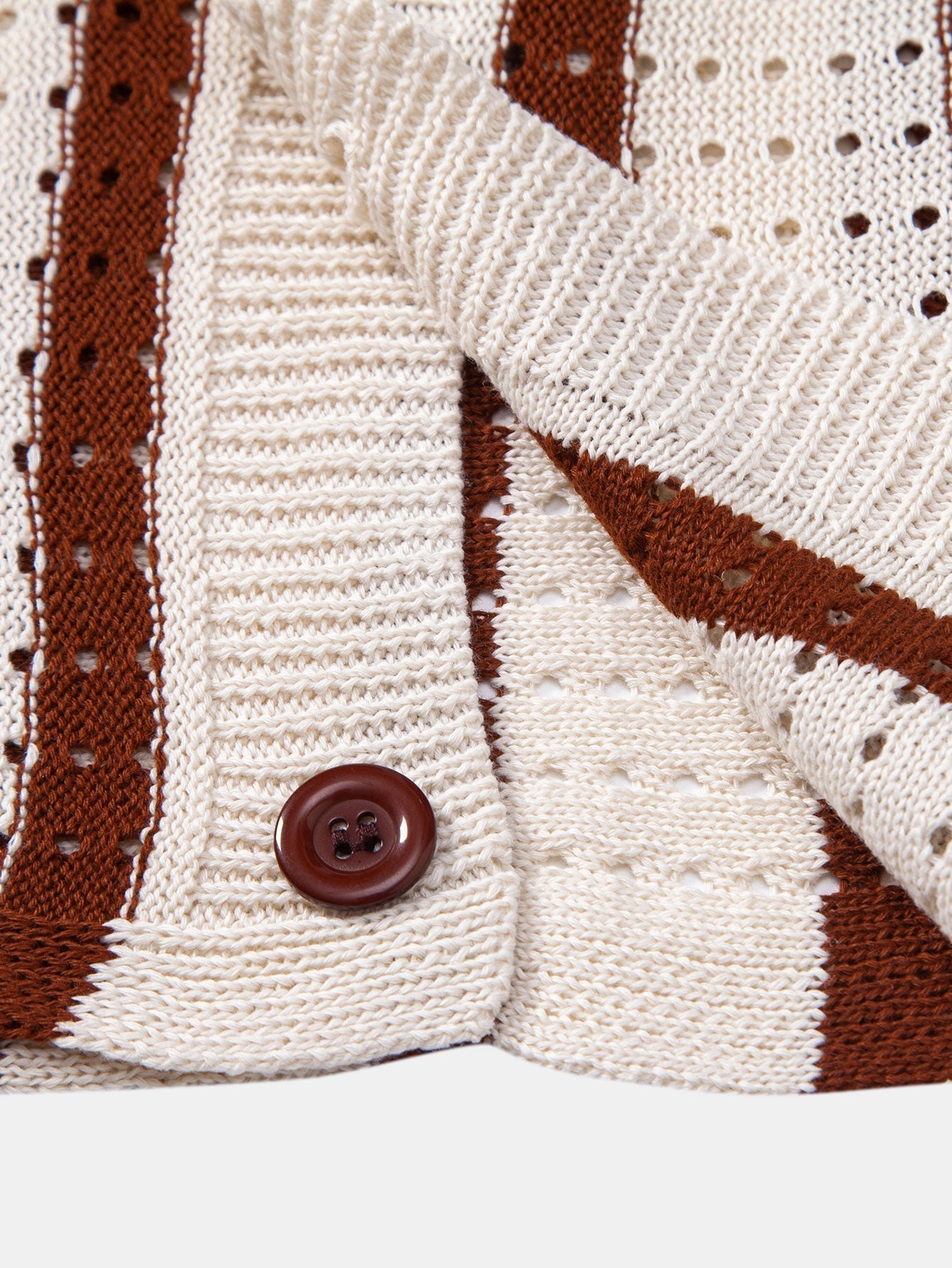 STRIPED SHIRT WITH KNITTED EYELETS & STRAIGHT-LEG LINEN PANTS