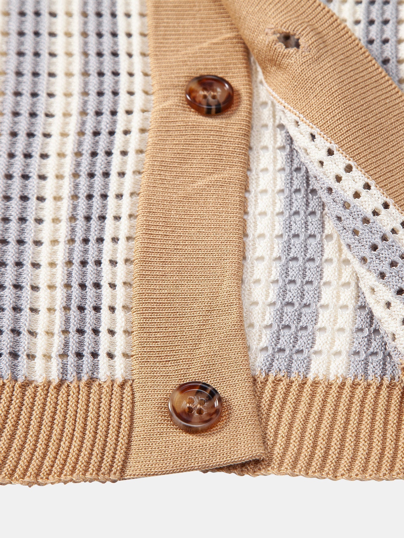 STRIPED SHIRT WITH CROCHET EYELETS & STRAIGHT-LEG LINEN PANTS