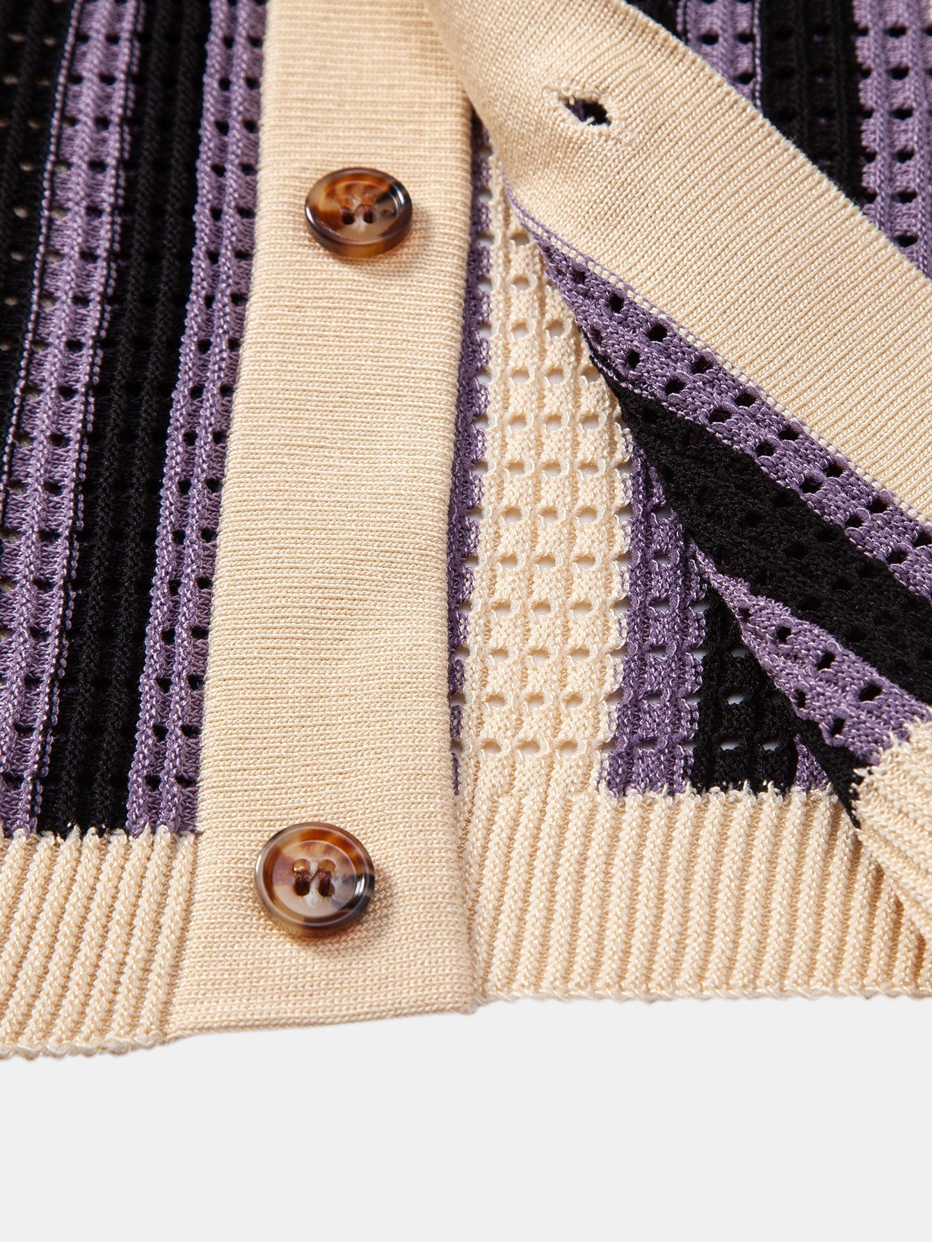 STRIPED SHIRT WITH CROCHET EYELETS & STRAIGHT-LEG LINEN PANTS