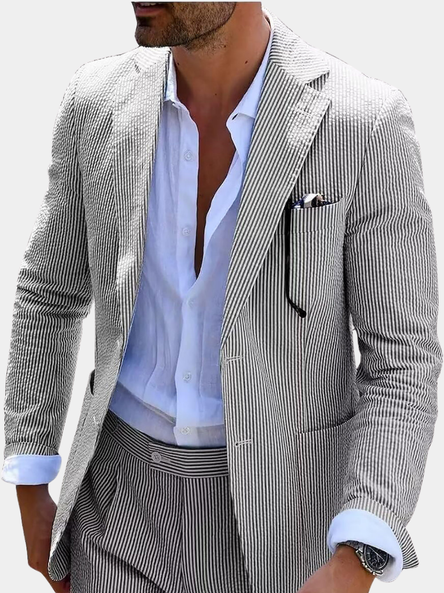COMPLETE STRIPED SUMMER SUIT (PANTS + JACKET)