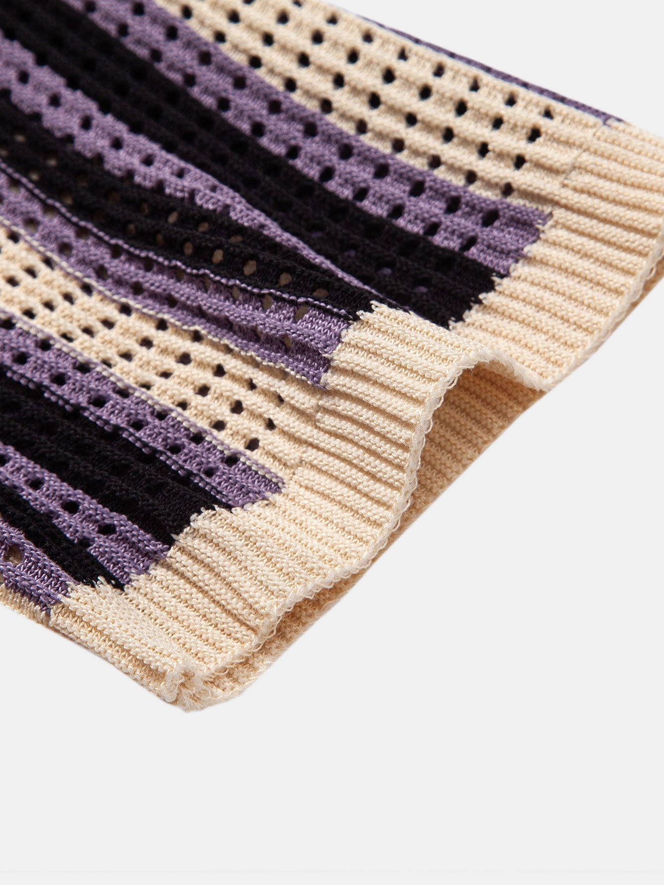 STRIPED SHIRT WITH CROCHET EYELETS & STRAIGHT-LEG LINEN PANTS