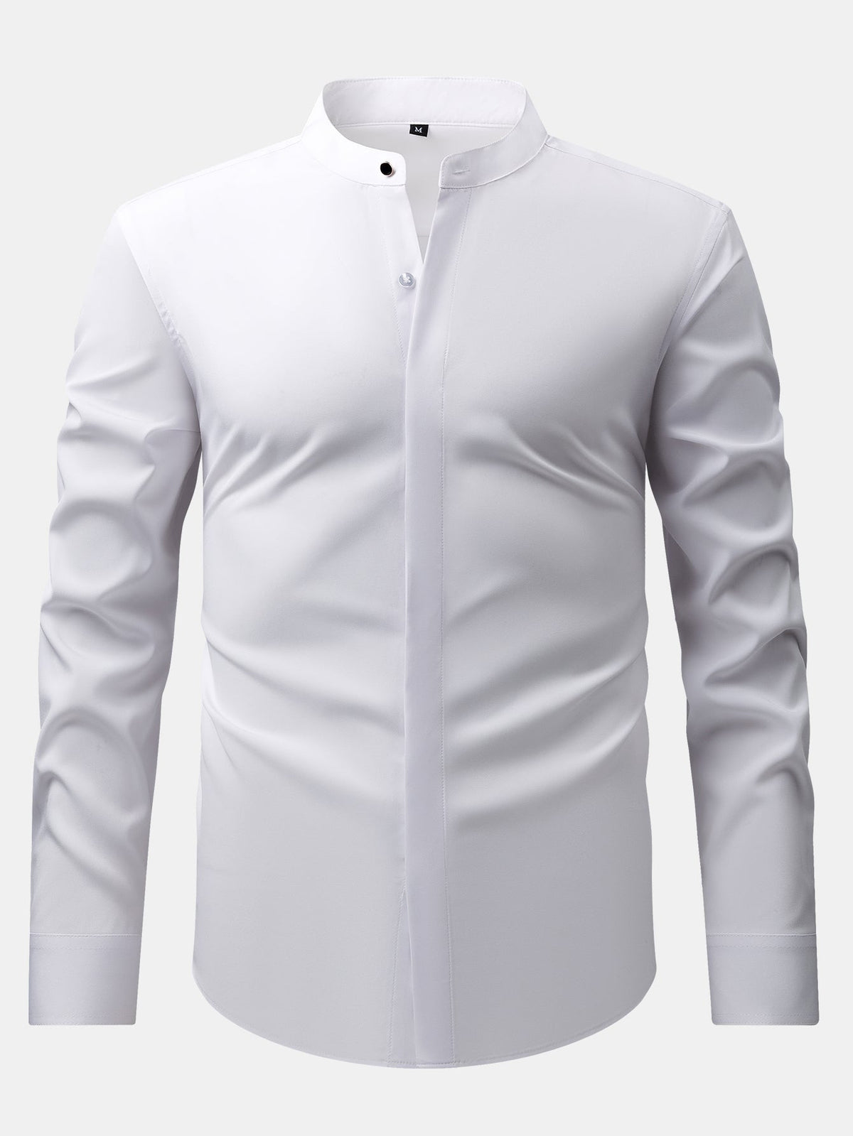 CHEMISE WITH MANDARIN COLLAR & SLIM FIT FLARED-LEG PANTS