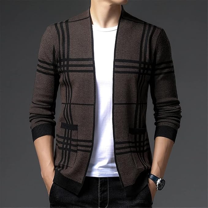 LAURENT MONACO | CARDIGAN EN MAILLE À CARREAUX POUR HOMME