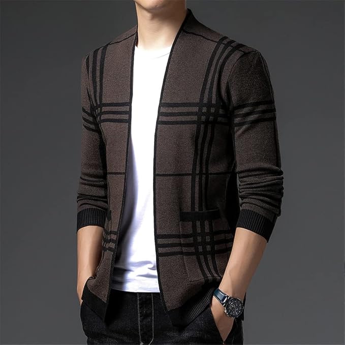 LAURENT MONACO | CARDIGAN EN MAILLE À CARREAUX POUR HOMME