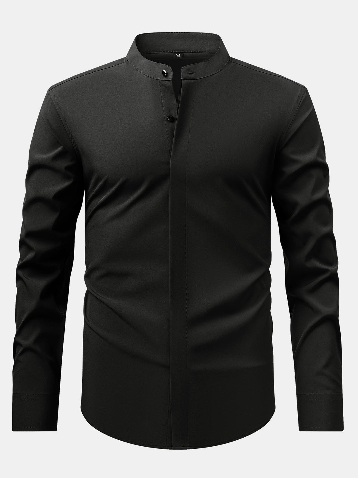 CHEMISE WITH MANDARIN COLLAR & SLIM FIT FLARED-LEG PANTS