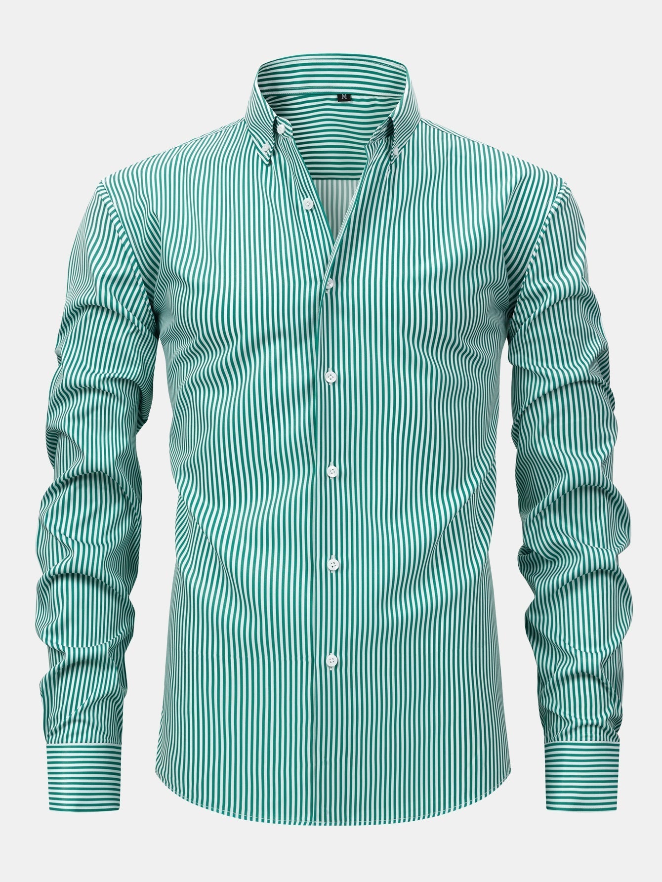 LONG SLEEVE STRIPED SHIRT WITH BUTTONS & SLIM FIT PANTS TAPERED LEG