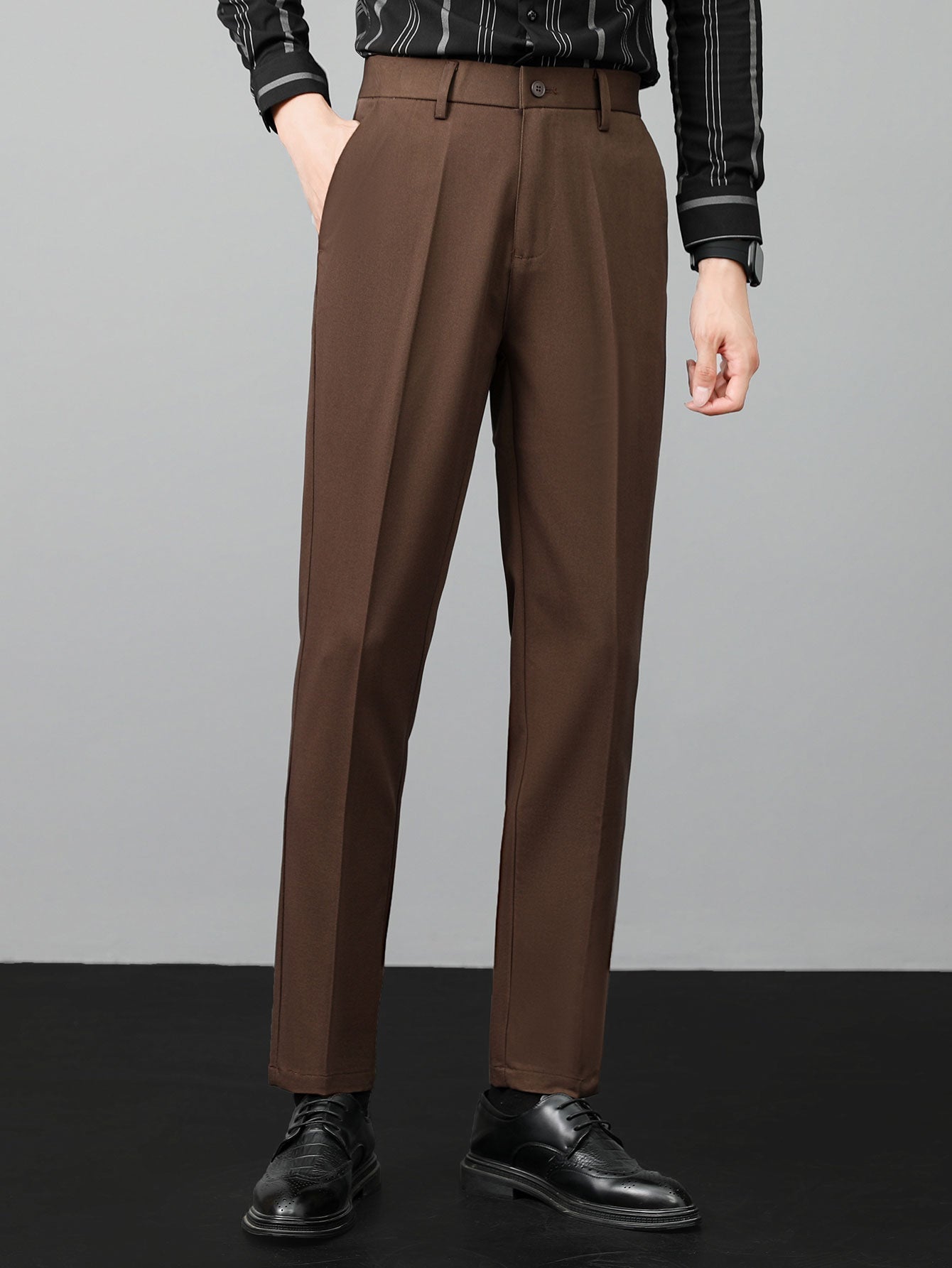 TWIST KNIT HENLEY SHIRT & SLIM FIT NARROW-LEG PANTS