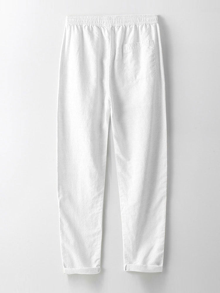 KNIT STRIPED BUTTON-UP SHIRT & STRAIGHT-LEG LINEN PANTS SET