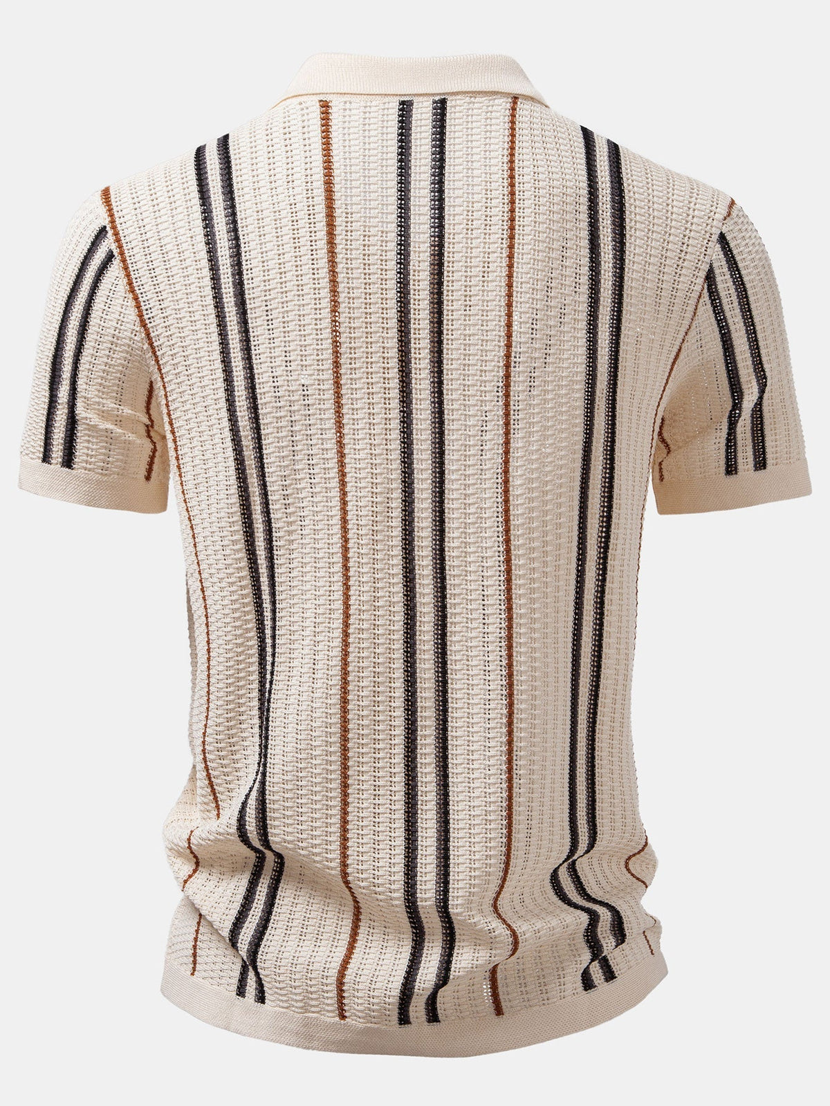 CROCHET STRIPED SHIRT WITH BUTTONS & STRAIGHT-LEG LINEN PANTS