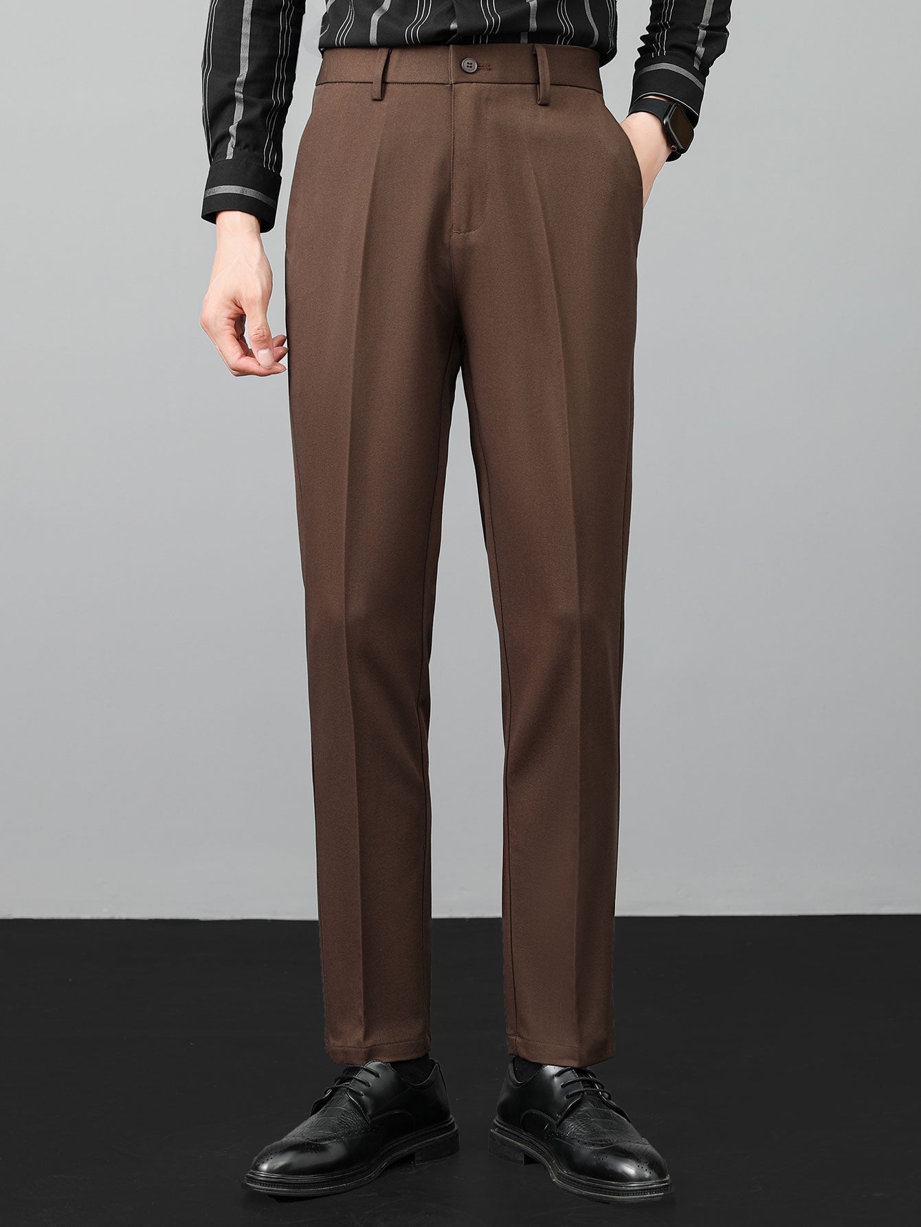 TWIST KNIT HENLEY SHIRT & SLIM FIT NARROW-LEG PANTS