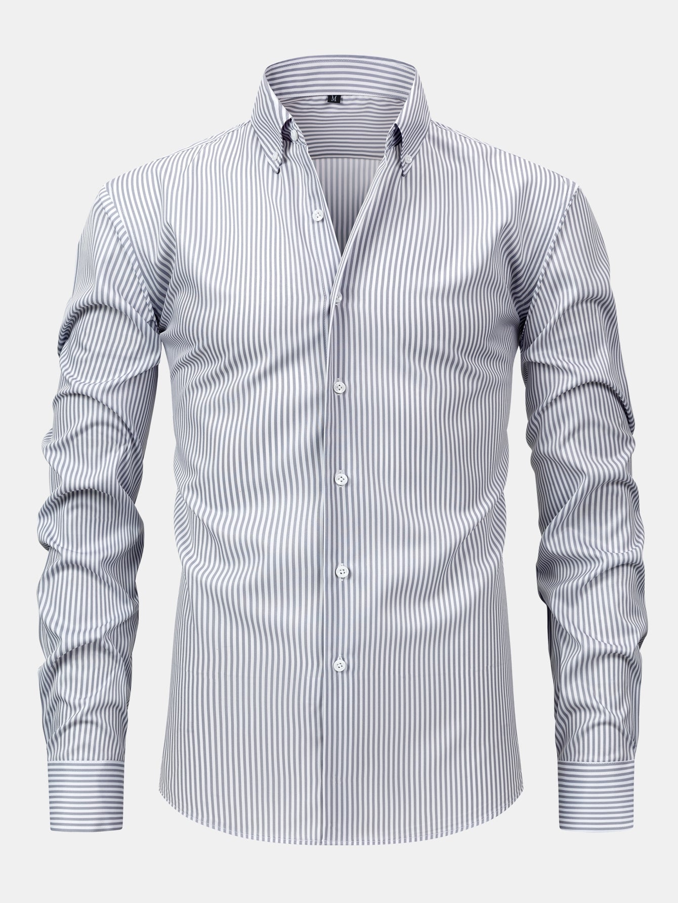 LONG SLEEVE STRIPED SHIRT WITH BUTTONS & SLIM FIT PANTS TAPERED LEG