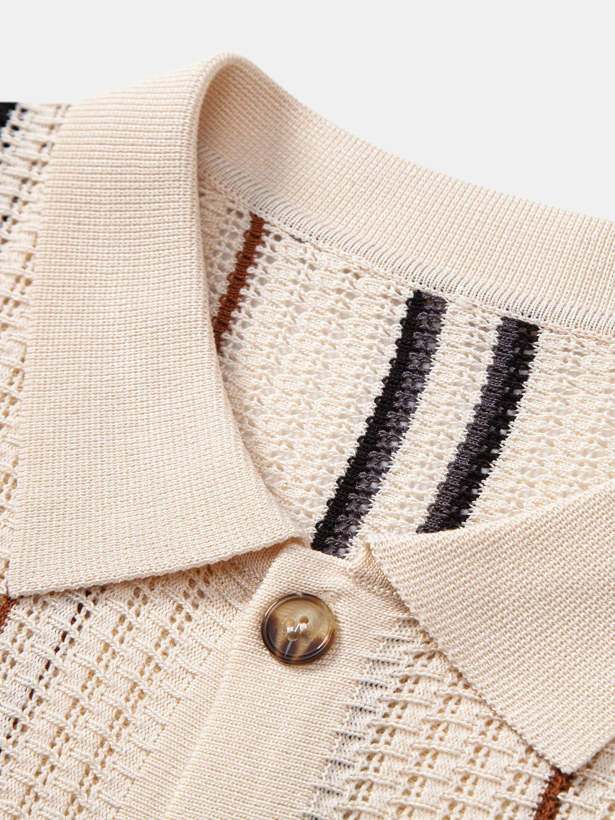 CROCHET STRIPED SHIRT WITH BUTTONS & STRAIGHT-LEG LINEN PANTS