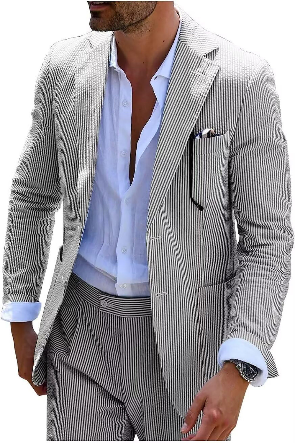 COMPLET STRIPED SUMMER SUIT (PANTS + JACKET)