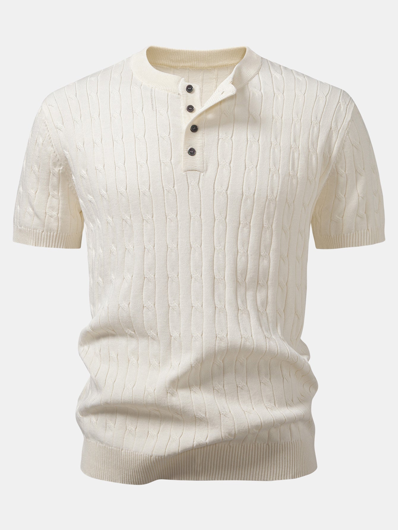 TWIST KNIT HENLEY SHIRT & SLIM FIT NARROW-LEG PANTS