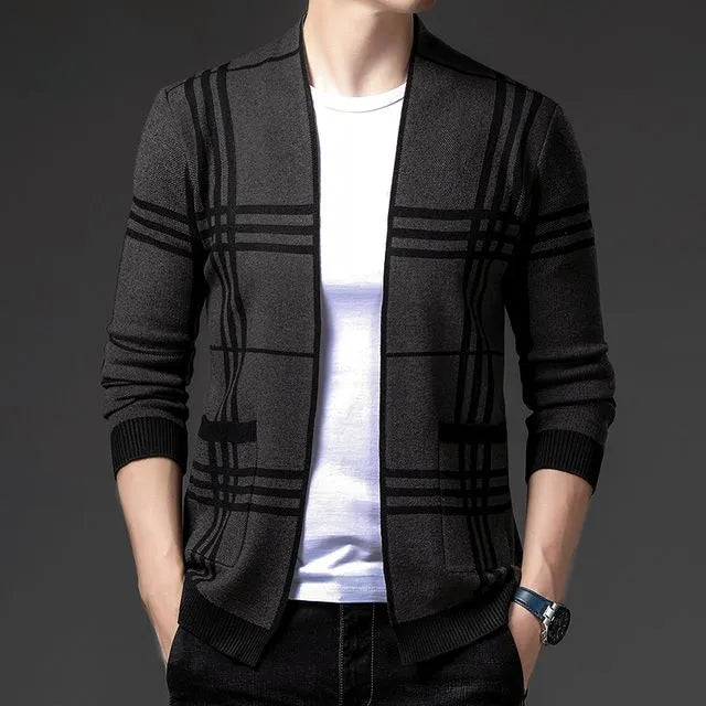 LAURENT MONACO | CARDIGAN EN MAILLE À CARREAUX POUR HOMME