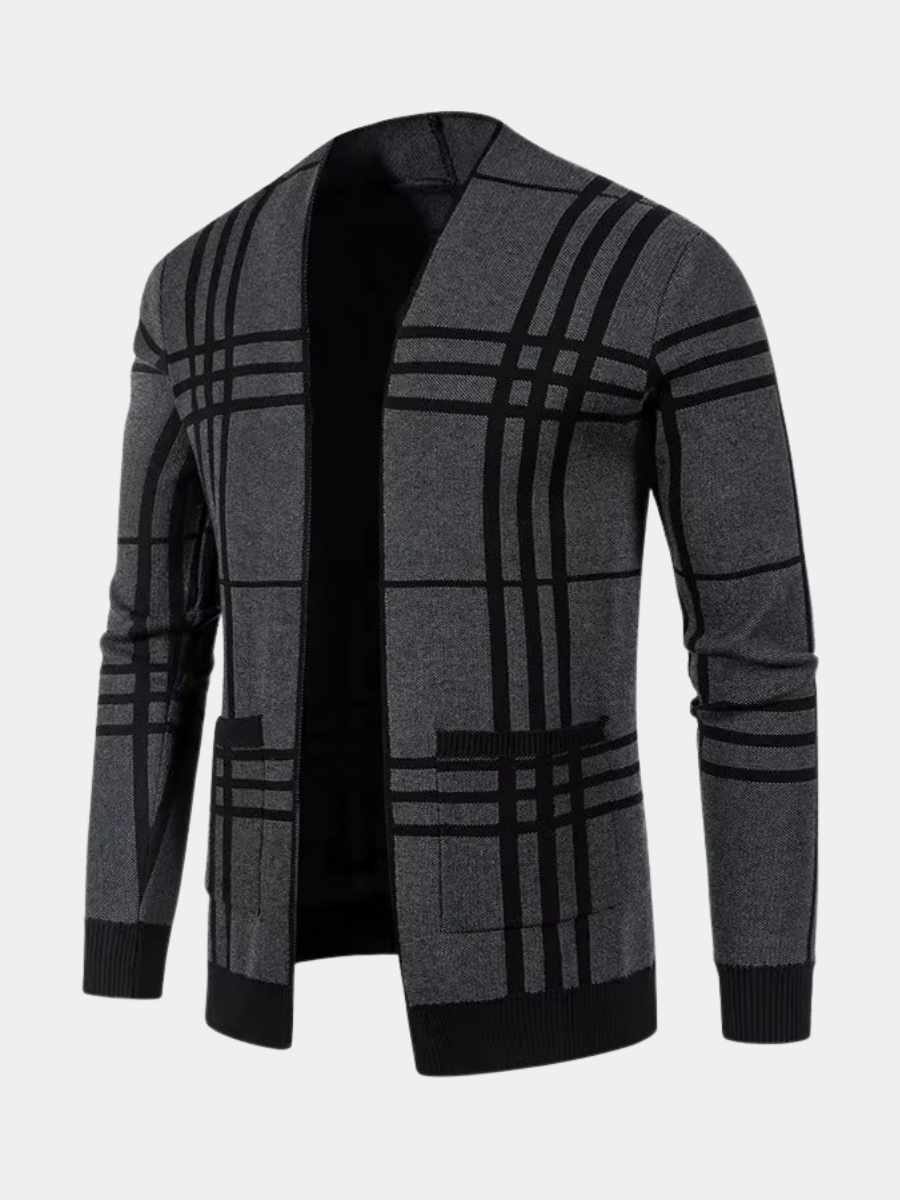 LAURENT MONACO | CARDIGAN EN MAILLE À CARREAUX POUR HOMME