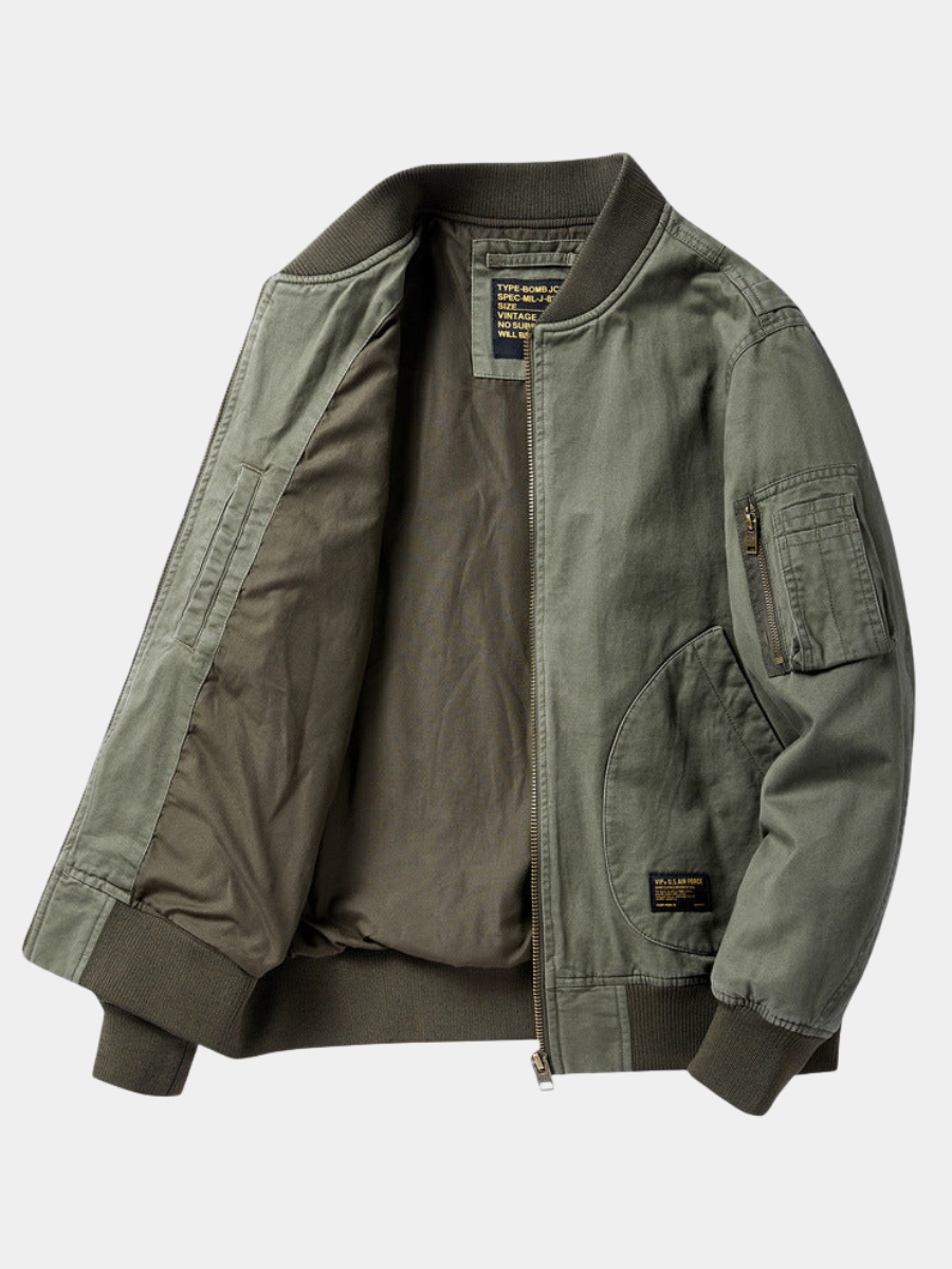 Men's Bomber Jacket with Ribbed Trim