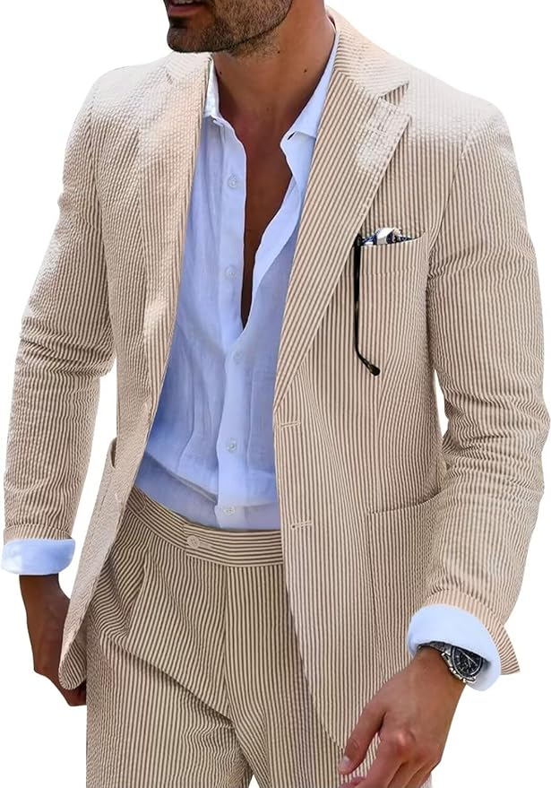 COMPLETE STRIPED SUMMER SUIT (PANTS + JACKET)