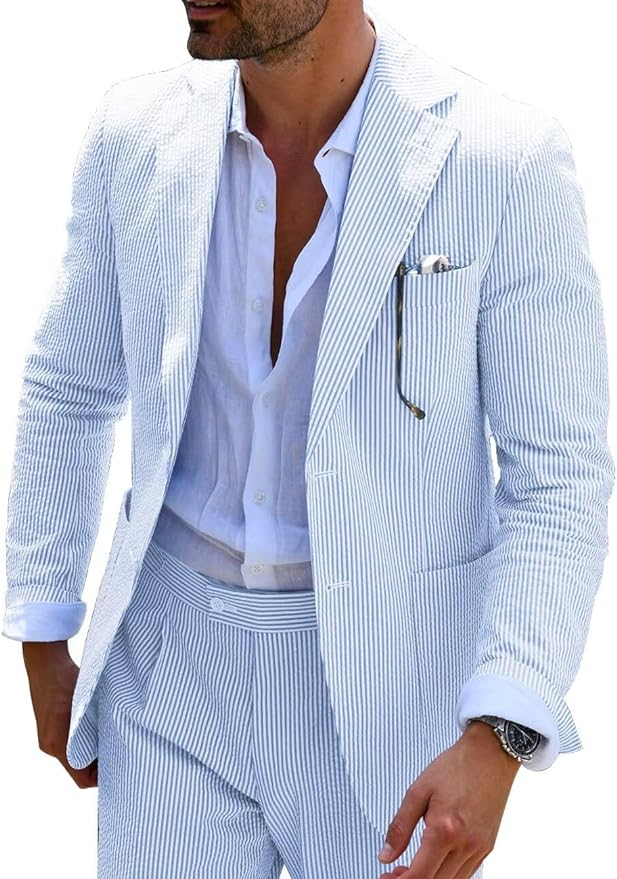 COMPLETE STRIPED SUMMER SUIT (PANTS + JACKET)