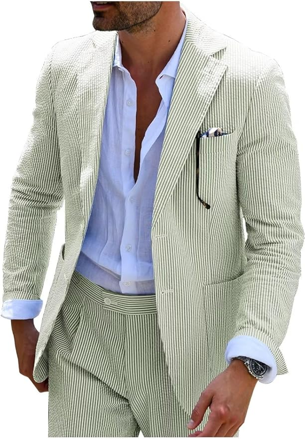 COMPLETE STRIPED SUMMER SUIT (PANTS + JACKET)