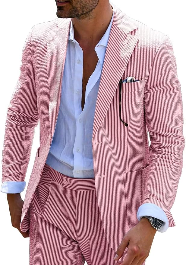 COMPLETE STRIPED SUMMER SUIT (PANTS + JACKET)