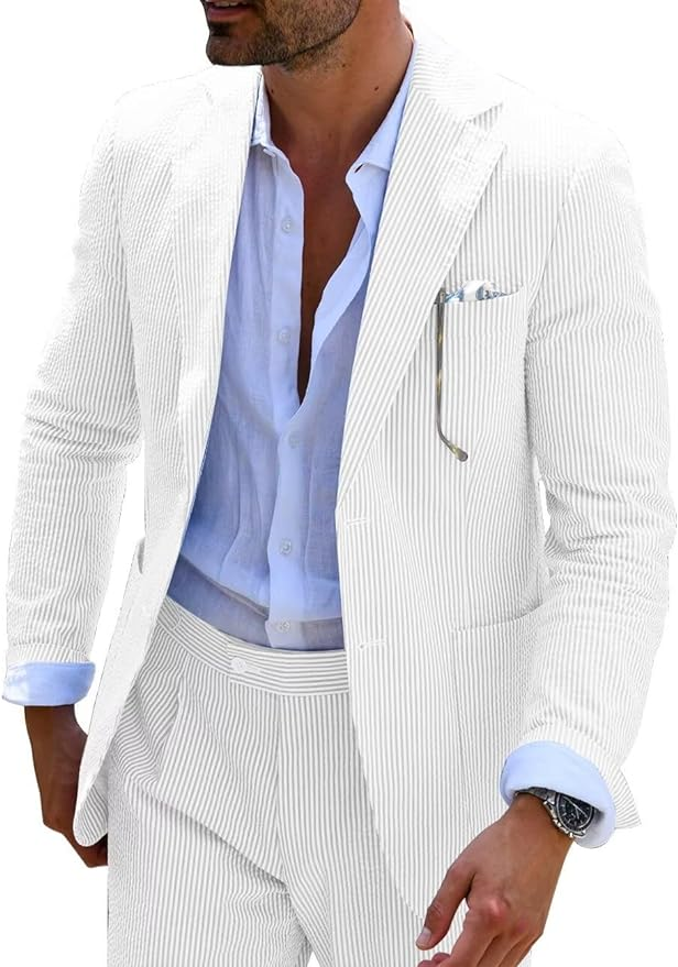 COMPLETE STRIPED SUMMER SUIT (PANTS + JACKET)